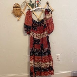 Patchwork midi dress